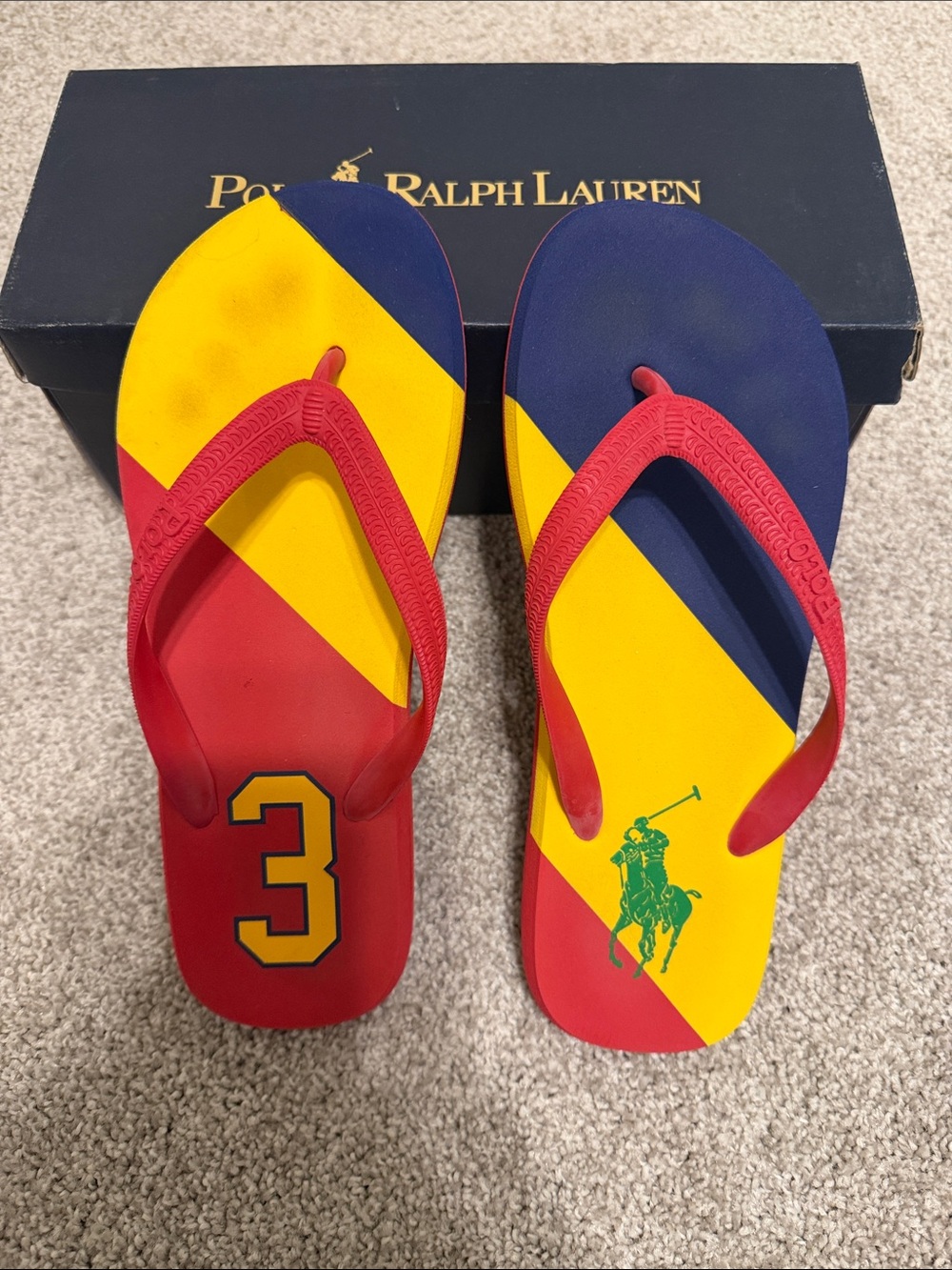 Polo by Ralph Lauren Red Yellow Blue Flip-Flop Sandals